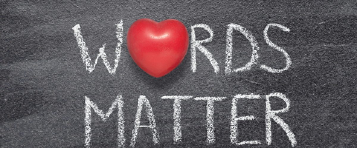 words matter phrase written on chalkboard with red heart symbol